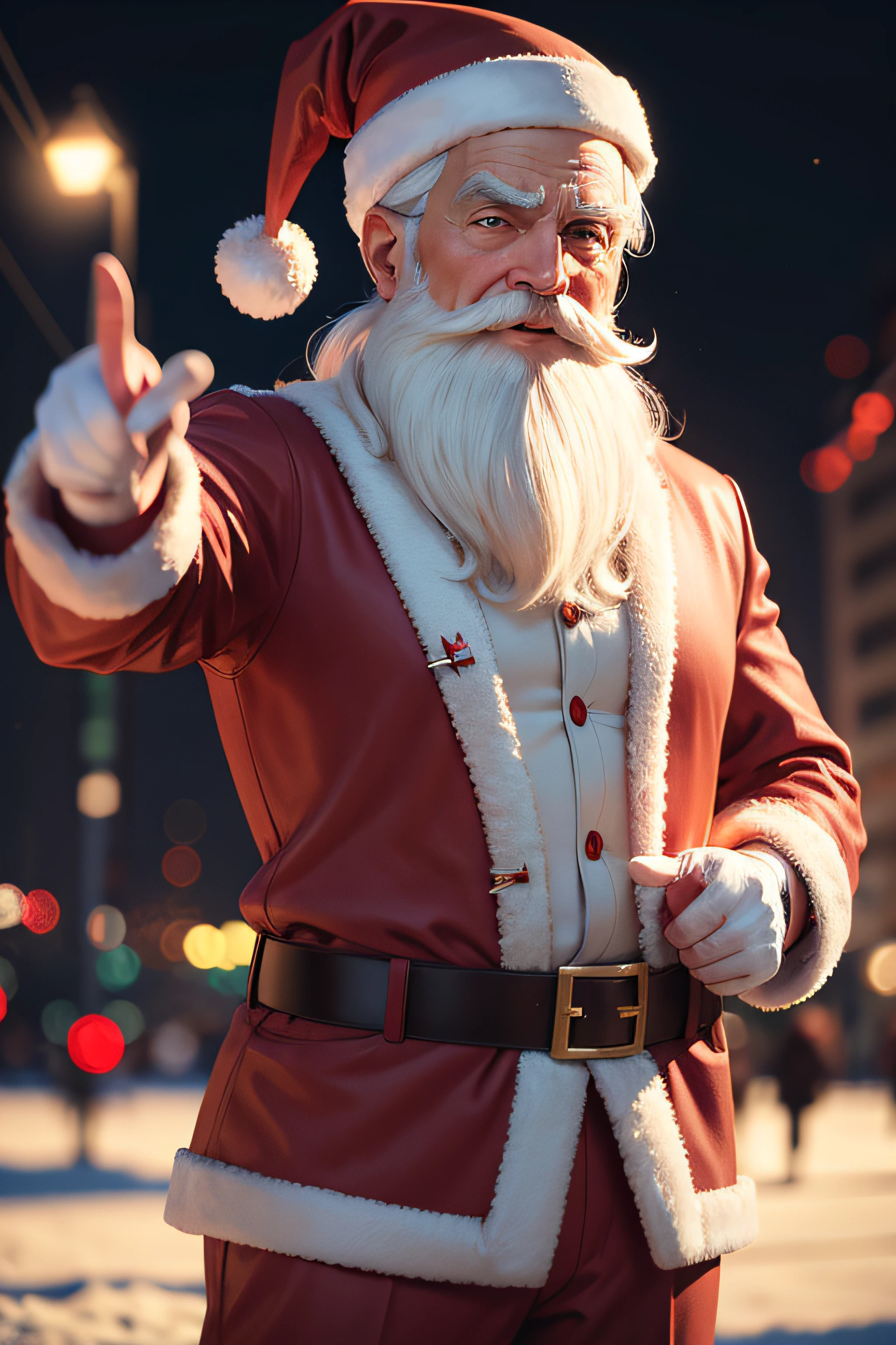 uncle sam pointing at camera but it's santa, jolly, photorealistic, 4k