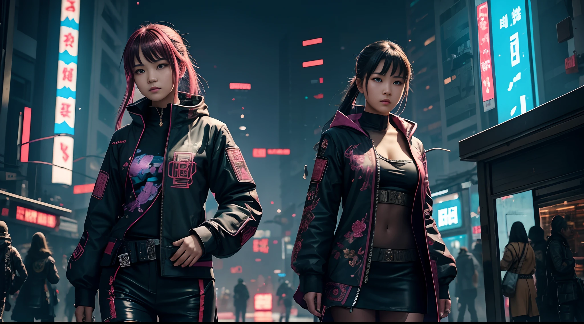 In the cyberpunk scene, there are girls wearing Chu embroidery, and the elements of Chu embroidery are rich