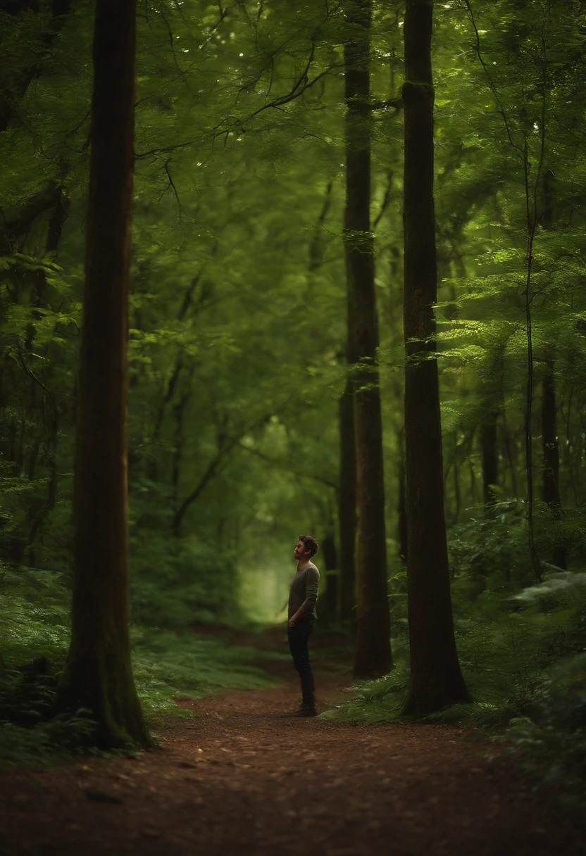 Percy Jackson e namorada, garota de olhos verdes, cabelos castanhos ondulados, pele bronzeada, Forest scenery with lilies