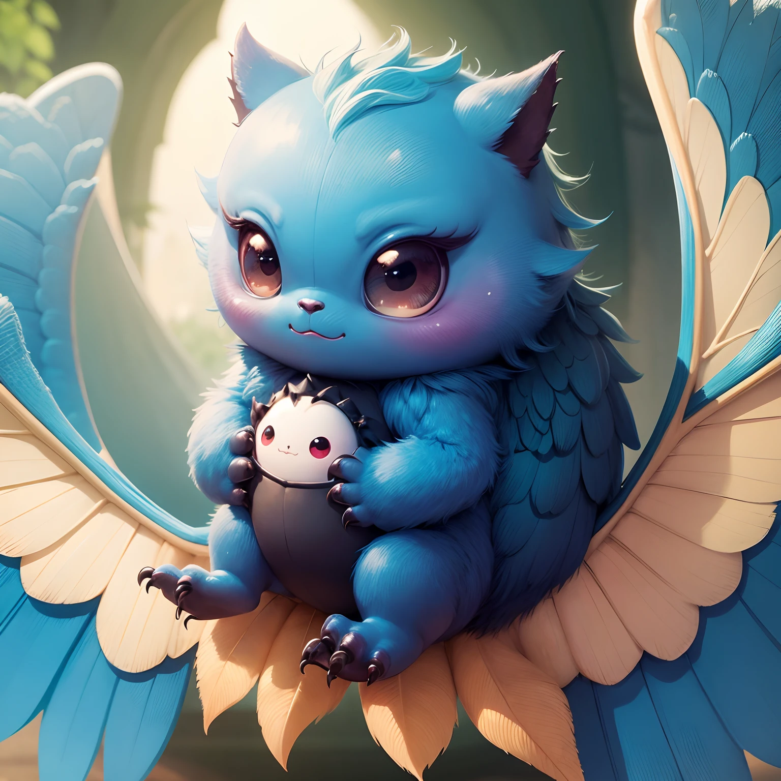 Cute Monster in Love and Care, Pheolet color, hiquality, life, peace, Wings.