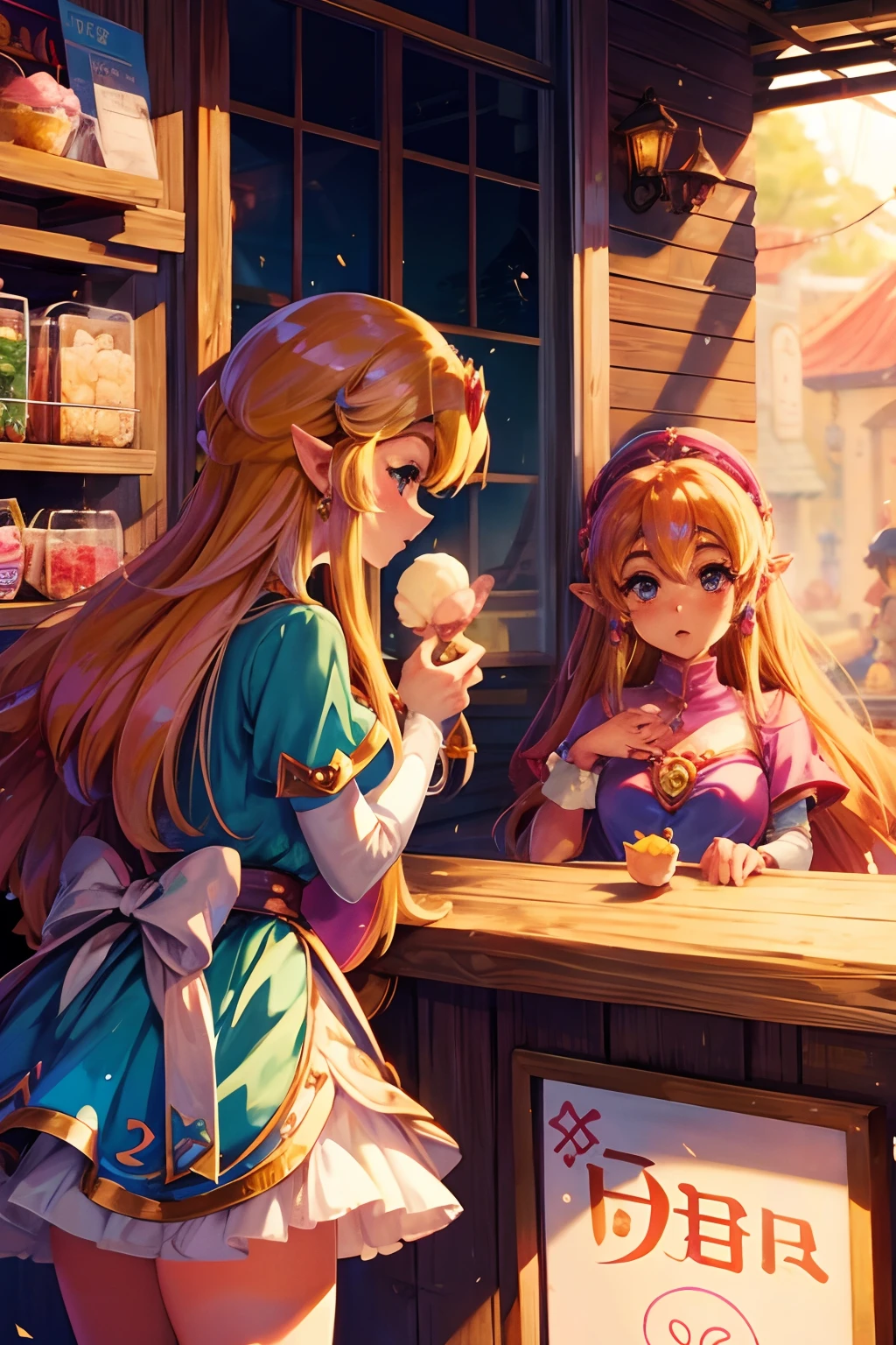 Princess Peach and Princess Zelda are working at a Mochi shop