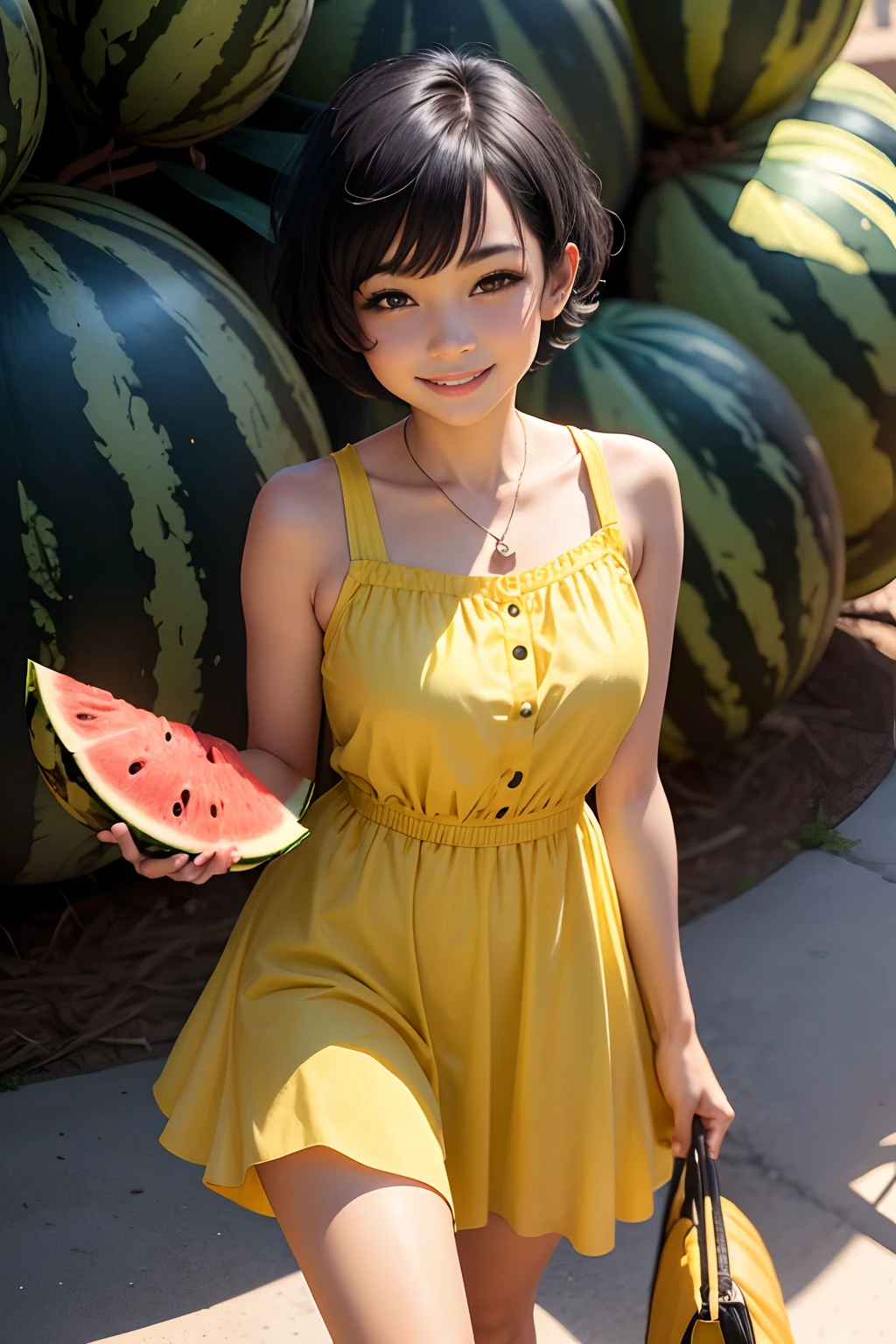 (Muscular:2.5), (thick thighs:2.5),
(white caucasian female, green eyes, pale skin, jet black hair:1.5), adult, (bob cut:1.5),
(big smile:1.9), detailed eyes, clean skin, low key (DETAILED SKIN),
(small breasts:1.8), hard nipples,
(earrings, eyeshadow, lipstick:1.5), (glasses),
(choker, flowy sundress, bracelet, picnic:2.1),
(upper body view), (three quarter view:1.5), (looking at viewer), (standing up:1.2),
rim lighting, two tone lighting, dimly lit, bokeh