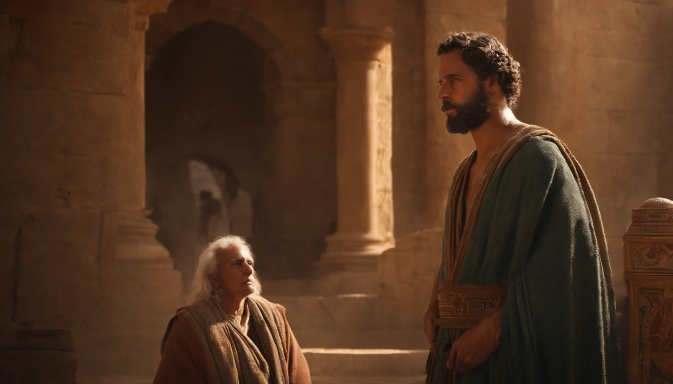 Jeremiah calls the Israelites to repentance, The Cry of the Prophet,Gatherings with large numbers of people, papyrus,Weathered parchment,Old gowns,,History reference,High-quality artwork and details,Realistic portrait style,Subtle color palette,vibrant background,natural textures,Deep Shadows,Subtle highlights,Historical accuracy,meticulous attention to detail,Emotional depth and intensity,Authentic Representation,Thought-provoking,Spiritual atmosphere,A Sense of Ancient Wisdom,Profound impact