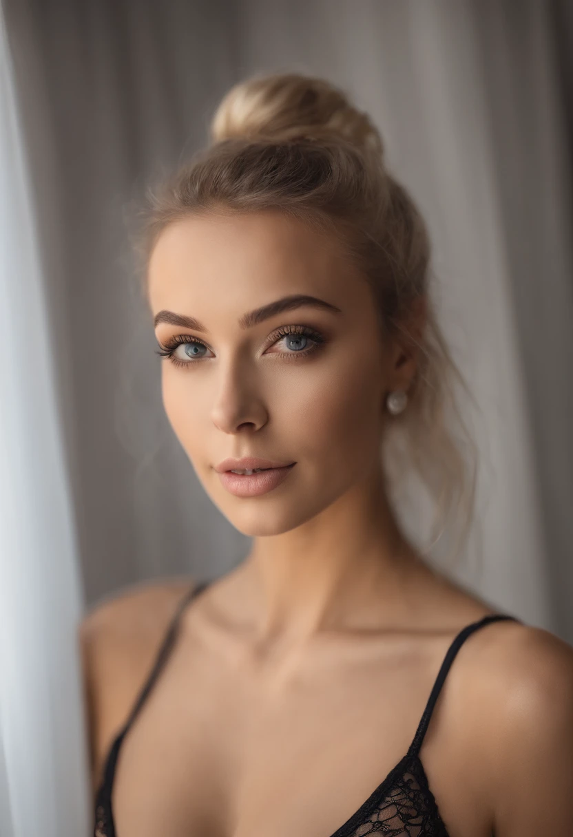 woman with matching tank top and panties, Sexy girl with blue eyes, portrait sophie mudd, portrait corinna kopf, blonde hair and large eyes, Selfie einer jungen Frau, Augen im Schlafzimmer, Violet Myers, ohne Make-up, Natural makeup, Blick direkt in die Kamera, Gesicht mit Artgram, dezentes Make-up, Stunning full body shot, im Schlafzimmer, Spaltung