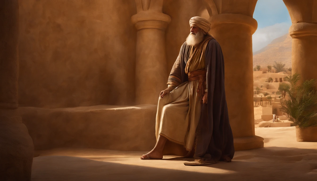 Jeremiah calls the Israelites to repentance, The Cry of the Prophet,Gatherings with large numbers of people, papyrus,Weathered parchment,Old gowns,,History reference,High-quality artwork and details,Realistic portrait style,Subtle color palette,vibrant background,natural textures,Deep Shadows,Subtle highlights,Historical accuracy,meticulous attention to detail,Emotional depth and intensity,Authentic Representation,Thought-provoking,Spiritual atmosphere,A Sense of Ancient Wisdom,Profound impact