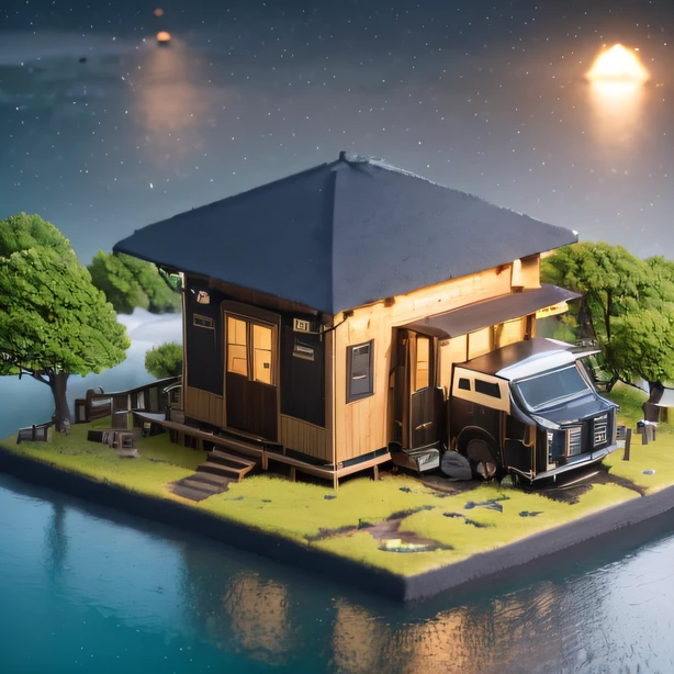 Telephoto vista holiday home(CG 8k wallpaper extremely detailed, Masterpiece, Best quality, Ultra-detailed), (better lighting, better shade)(Very nice and beautiful wood grain), Floating, High saturation, Dynamic Angle, ((A quaint youth hostel)), Camping sites,Gorgeous, ningguangrnd(deep in the night) Telephoto vista,Telephoto vista,Telephoto Vista Campground