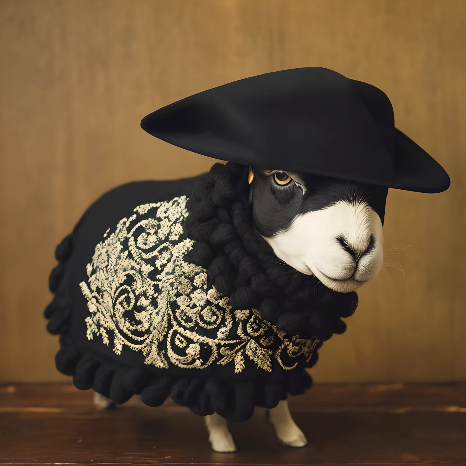 Black sheep in a hat