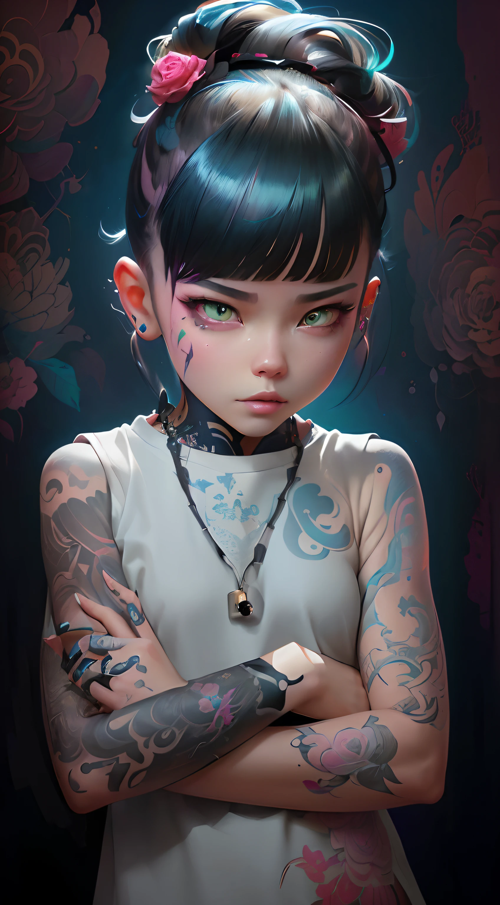 A close-up of a person with a tattoo on his arm, Guviz-style artwork, stunning digital illustration, Spastic Painting wind, Beeple and Jeremiah Ketner, digital cartoon painting art, digital painting highly detailed, style of wlop, yanjun cheng, author：Yu Zheding, very detailed digital painting, Beautiful digital artwork