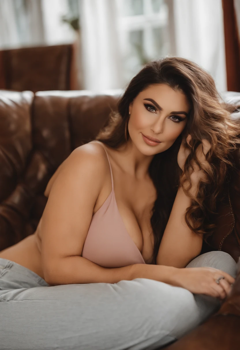 mikaylademaiter busty 36dd brunette comfortable on the couch nsfw