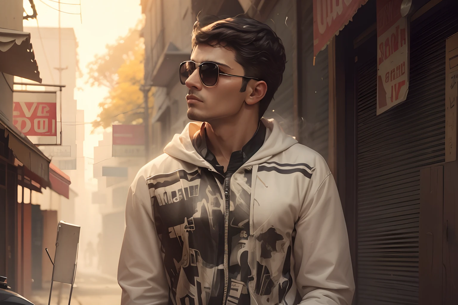 Please edit this pic with stylish clothes and with cigrate and with bike