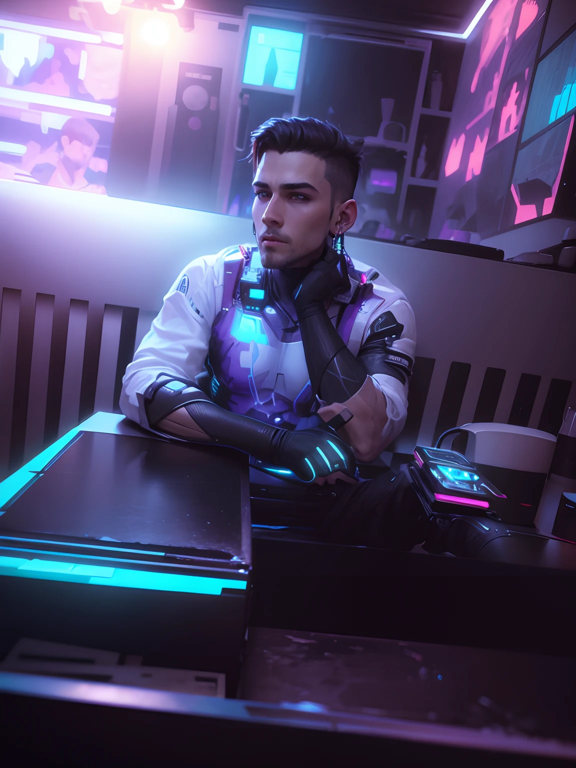 Cyberpunk handsome boy, realistic face, 8k ultra realistic