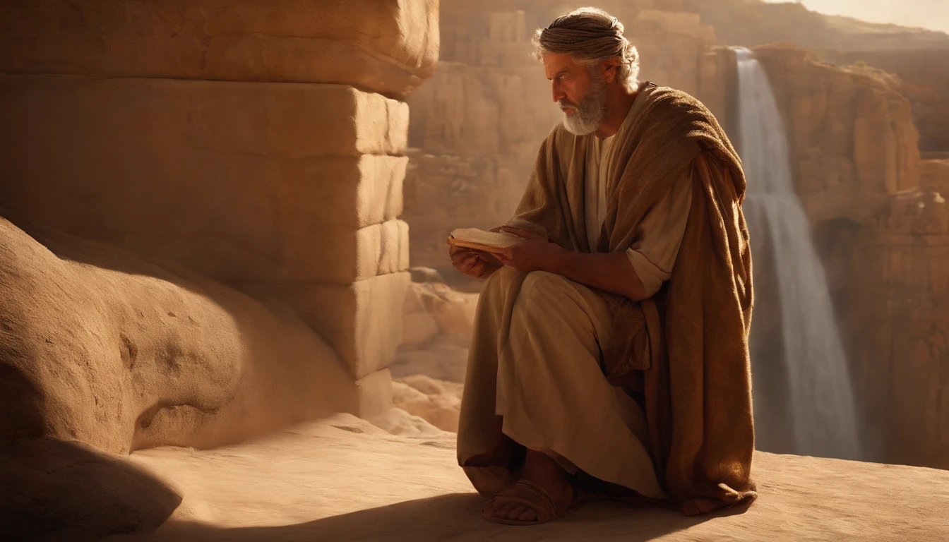Jeremiah calls the Israelites to repentance, The Cry of the Prophet,Gatherings with large numbers of people, papyrus,Weathered parchment,Old gowns,,History reference,High-quality artwork and details,Realistic portrait style,Subtle color palette,vibrant background,natural textures,Deep Shadows,Subtle highlights,Historical accuracy,meticulous attention to detail,Emotional depth and intensity,Authentic Representation,Thought-provoking,Spiritual atmosphere,A Sense of Ancient Wisdom,Profound impact