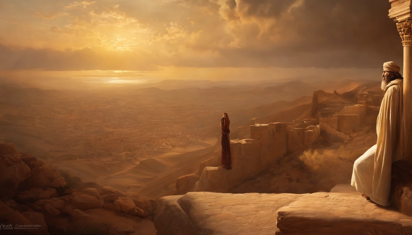 Jeremiah calls the Israelites to repentance, The Cry of the Prophet,Gatherings with large numbers of people, papyrus,Weathered parchment,Old gowns,,History reference,High-quality artwork and details,Realistic portrait style,Subtle color palette,vibrant background,natural textures,Deep Shadows,Subtle highlights,Historical accuracy,meticulous attention to detail,Emotional depth and intensity,Authentic Representation,Thought-provoking,Spiritual atmosphere,A Sense of Ancient Wisdom,Profound impact