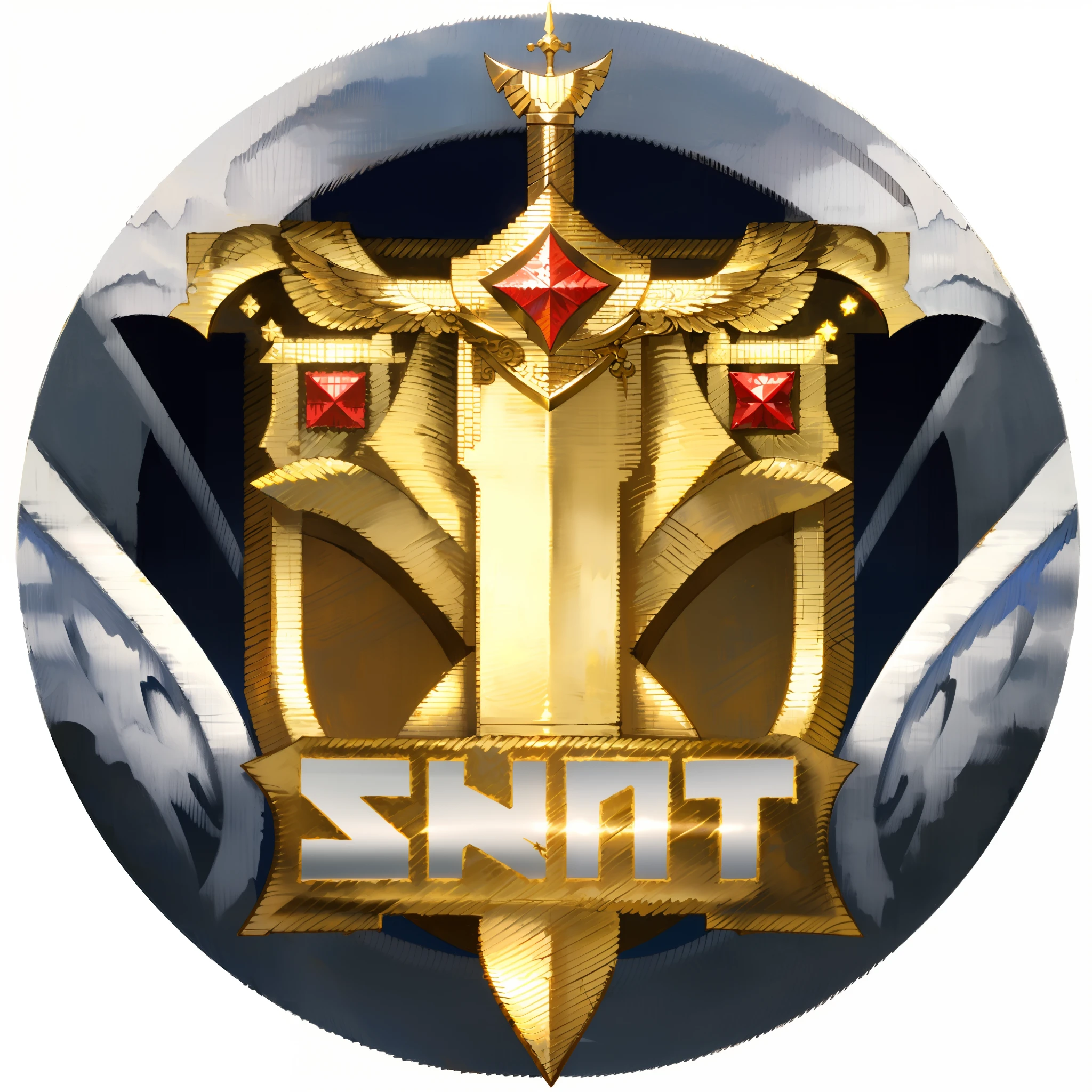 The Golden Shield，He has three swords and wings，medal,
