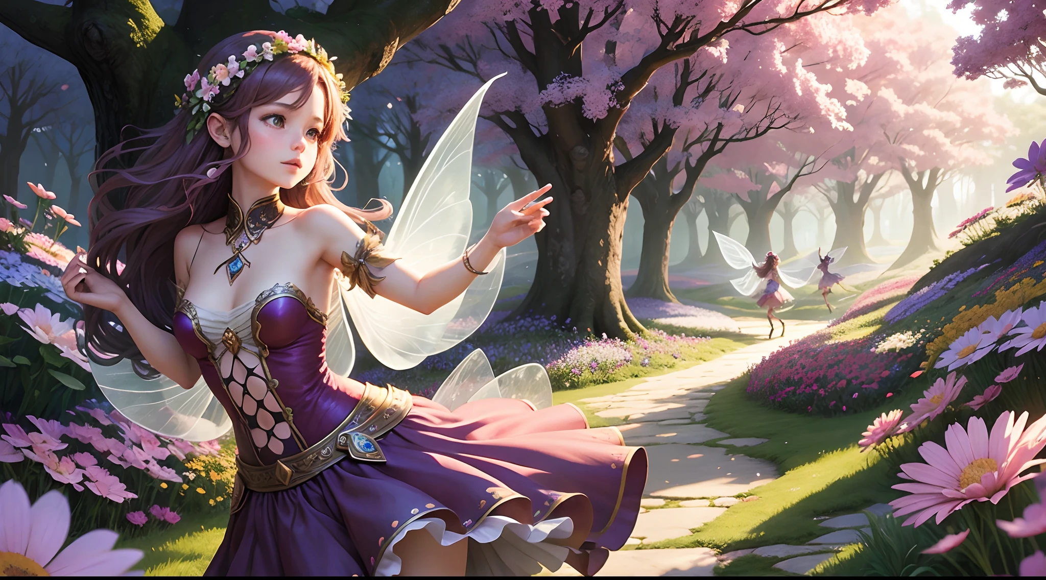 (best quality,4k,8k,highres,masterpiece:1.2),ultra-detailed,(realistic,photorealistic,photo-realistic:1.37),fairytale style,adult beautiful fairy,ballgag,flirty eyes,gr3ysh33r,shimmering lights,enchanted garden,gagged,bound,alluring atmosphere,sheer skirt,detailing laces,butterfly wings,ethereal beauty,sparkling wand,vibrant colors,strong contrast,playful vibe,soft sunlight,whimsical scenery,fantasy element,magical charm,subtle smile,graceful pose,delicate features,storybook setting,enchanted ambiance