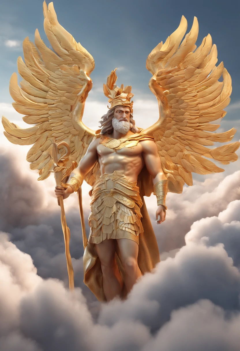 (ultra-detalhado, Altas, Realistic:1.37), Zeus, Mitologia grega, DEUS, Rei dos Deuses, barbado, musculoso, poderoso, Raio, tempestuous sky, majestoso, regal, commanding presence, divino, olhos brilhantes, coroa de ouro, flowing white robes, thunders, Symbol of Zeus, aquila, raio, Monte Olimpo, heroic, Pious physicist, voz estrondosa, sentado em um trono, Trovoadas, tempestades poderosas, barba (should never be omitted in the representation), Aura cintilante, divindade, Mitologia, Ancient Greece, God of Lightning, Ruler of the heavens, onipotente, Trovoadas, god of thunder, Father in Heaven, patriarca, autoritativo, pose majestosa, Raiva piedosa, forza, governante do Olimpo, Deus Supremo, clouded skies, Trovoadas, Wrathful, lightnings (Sempre presente), atmosfera tempestuosa, onipotente.