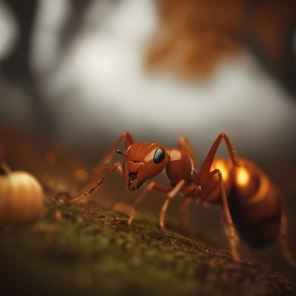 Halloween ants，Center composition，（tmasterpiece，Best quality：1.2），the best lights，The best shadow，Render the background, stylized 3d render