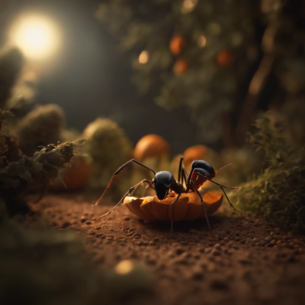 Halloween ants,Center composition,(tmasterpiece,Best quality:1.2),the best lights,The best shadow,Render the background, stylized 3d render