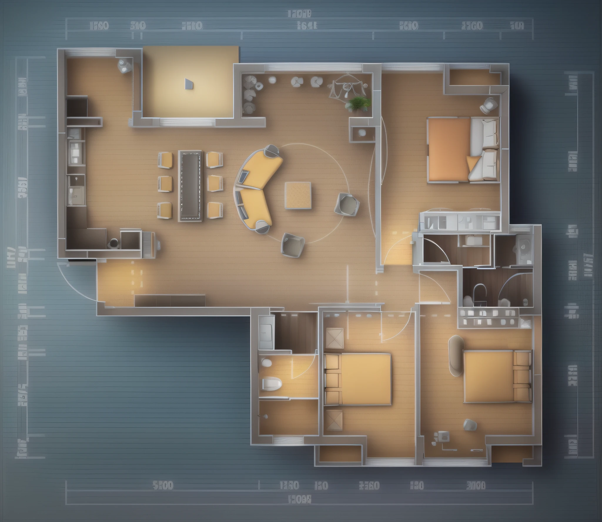 Close up of house blueprints with living room and kitchen, 2 D AutoCAD, AutoCAD, flat 2 d, 3d highly detailed, 3 d highly detailed, architectural plans, flat drawing, cad, highly detailed schematic, flat 2 d design, 2 d overhead view, apartment design, architectural plans, 3 - d highly detailed