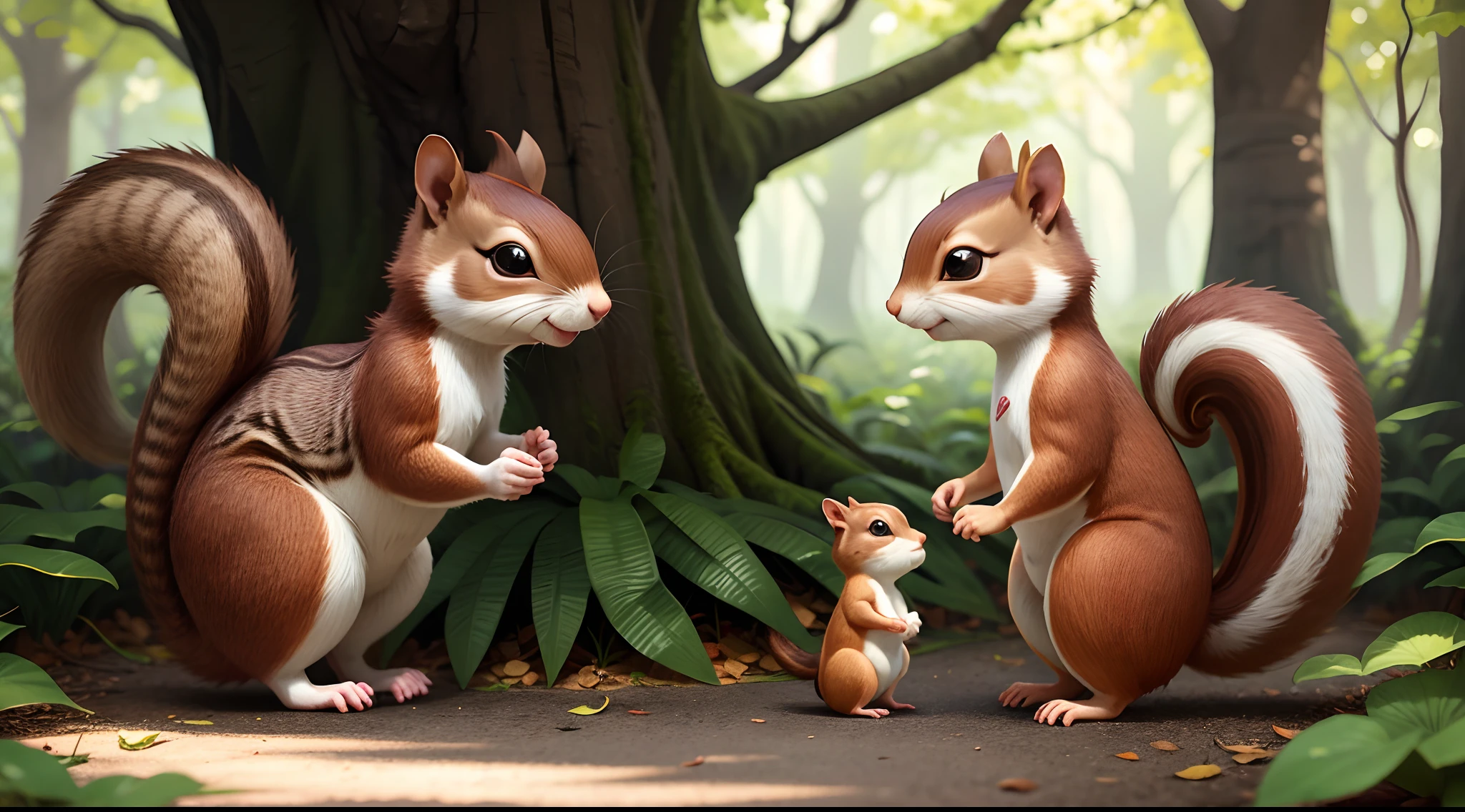 Illustrate Lily meeting Squeaky, the talking squirrel, for the first time.
