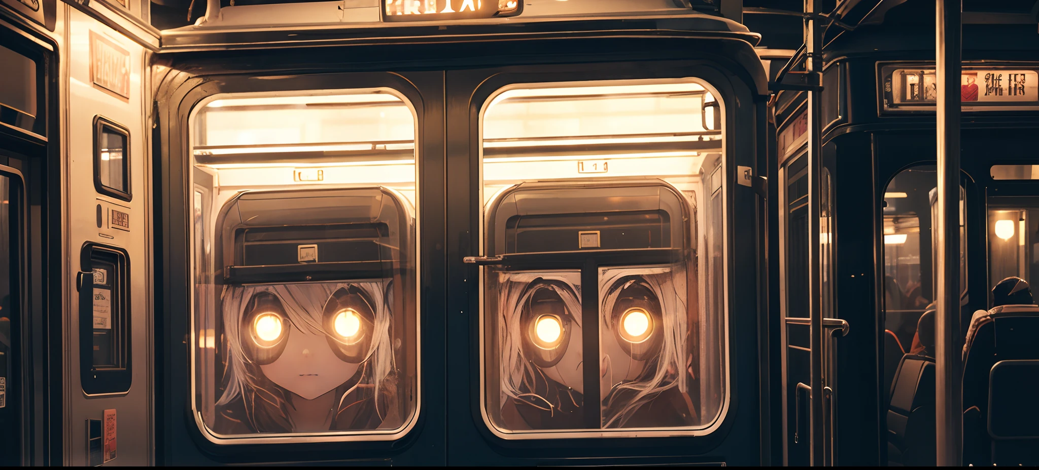 Night horror tram cab window