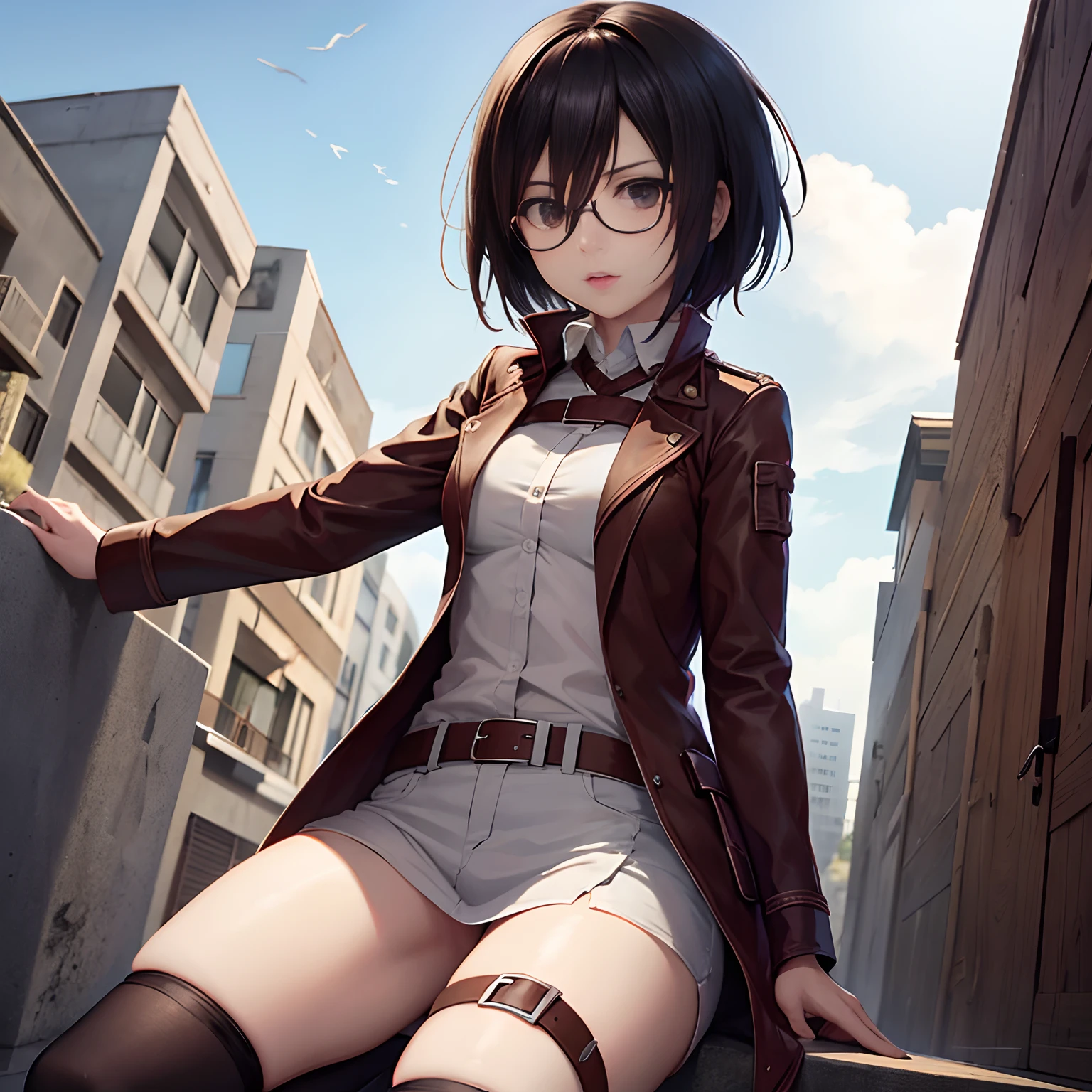 Mikasa Ackerman con lentes