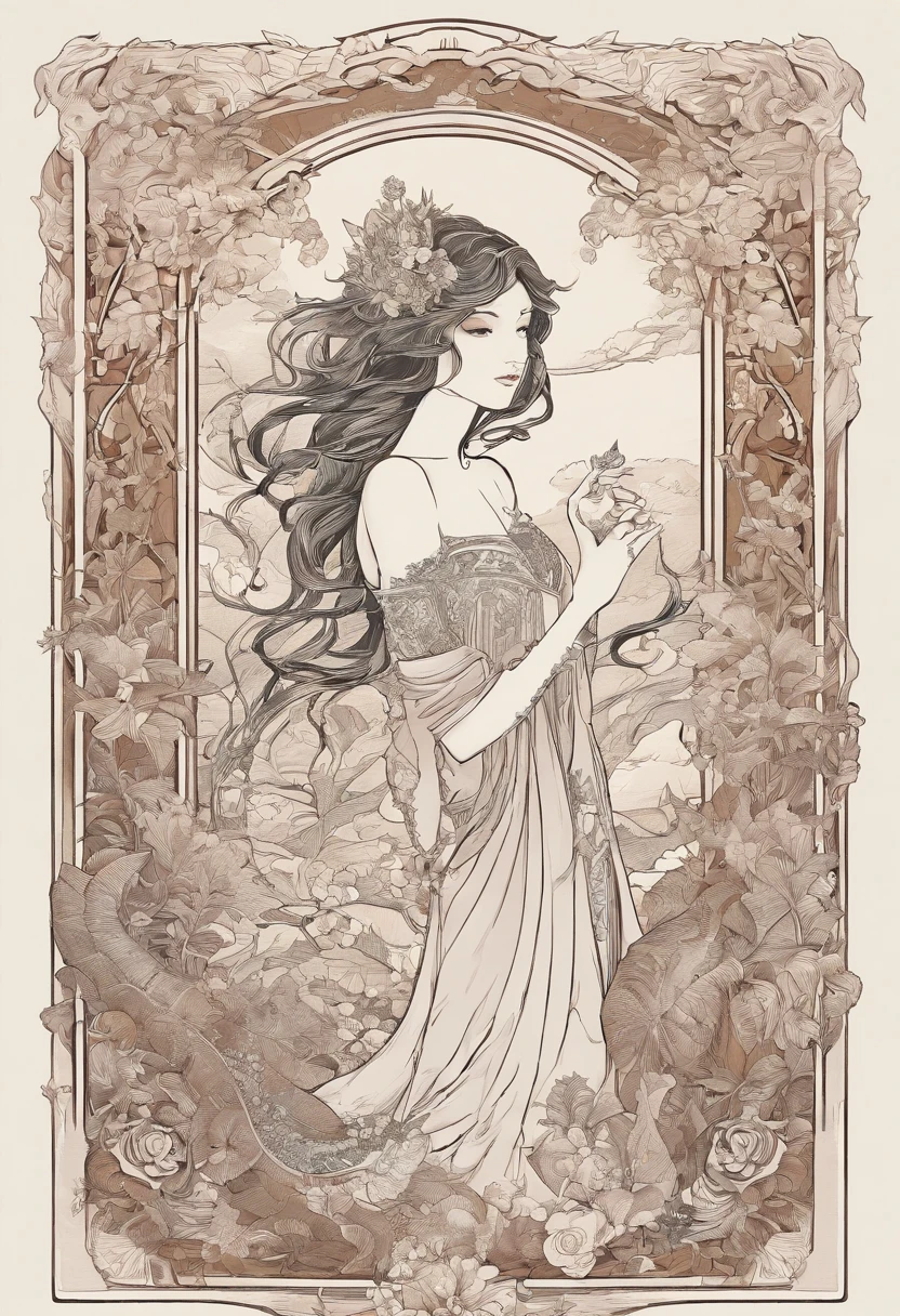 A tiny fairy is bound and captured by the giant mantis king. The mantis is five times her size. She looks scared and the mantis king wants her for his wife. Art nouveau. Hokusai. Vector. Line art. Perfect anatomy. Romantic, Creative, Full HD, Intricate, Ultra detailed, Doodle, Illustration, Highly Detailed, Line Art, Ink illustration, Vector art, Vector graphic, Highly detailed, HD, Watercolor, Transparent, Trending on artstation, Hokusai, Contemporary art, Details, Brown Colors, 8K, Romantic, Edgy, Gloomy, Sketch, Drawing, Vintage, Soft lighting, Detailed matte painting, High quality, Beautiful woman