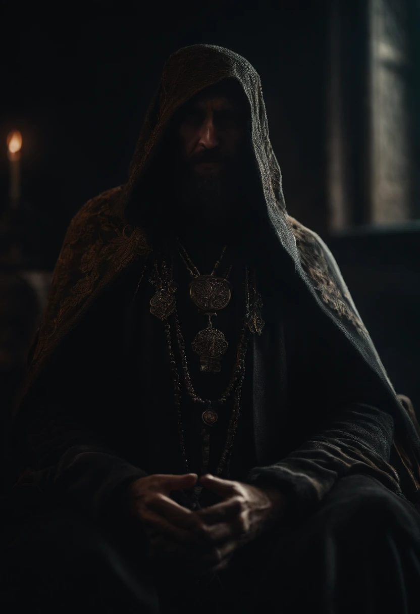 (extremely detailed 8k wallpaper),a medium shot photo of a fearful necromancer, intricate, high detail, dramatic