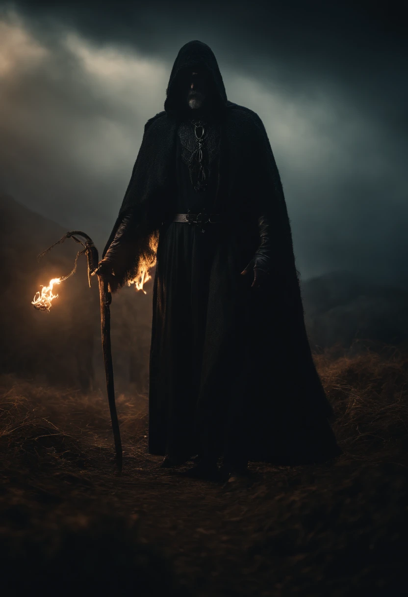 (extremely detailed 8k wallpaper),a medium shot photo of a fearful necromancer, intricate, high detail, dramatic