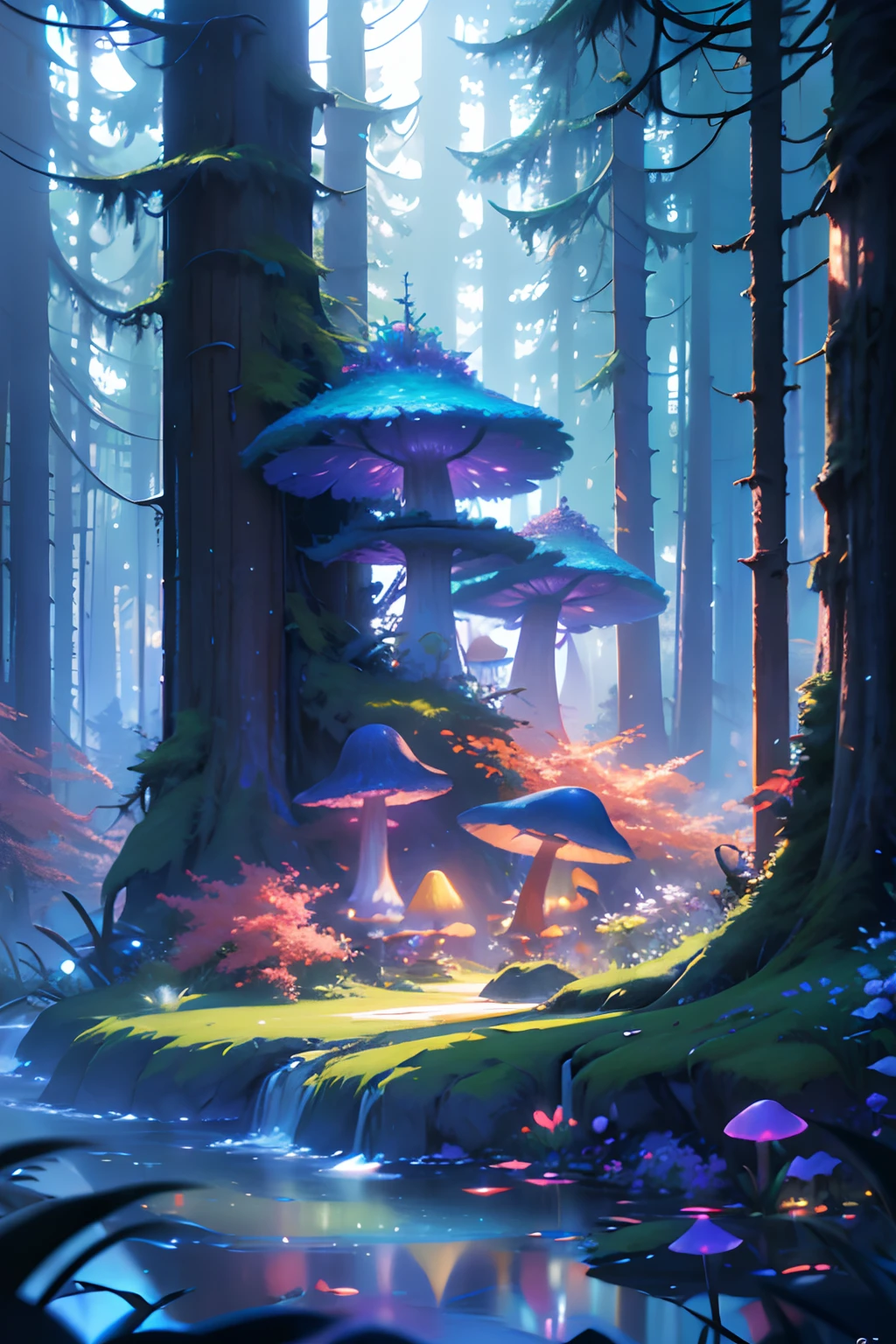 masterpiece, best quality, high quality,extremely detailed CG unity 8k wallpaper, An enchanting and dreamy scene of a fantasy forest, with towering trees, glowing mushrooms, and hidden fairy glens, creating a sense of mystique and enchantment, artstation, digital illustration, intricate, trending, pastel colors, oil paiting, award winning photography, Bokeh, Depth of Field, HDR, bloom, Chromatic Aberration ,Photorealistic,extremely detailed, trending on artstation, trending on CGsociety, Intricate, High Detail, dramatic, art by midjourney