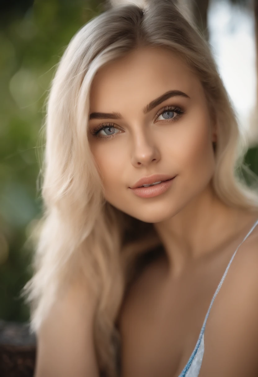 Woman with matching tank top and panties, Sexy girl with blue eyes, portrait sophie mudd, Portrait de Corinna Kopf, blonde hair and large eyes, Selfie einer jungen Frau, ohne Make-up, Natural makeup, Blick direkt in die Kamera, Gesicht mit Artgram, dezentes Make-up, Great full body photo, im Zimmer, sitzt auf Bett, big boobs, blond