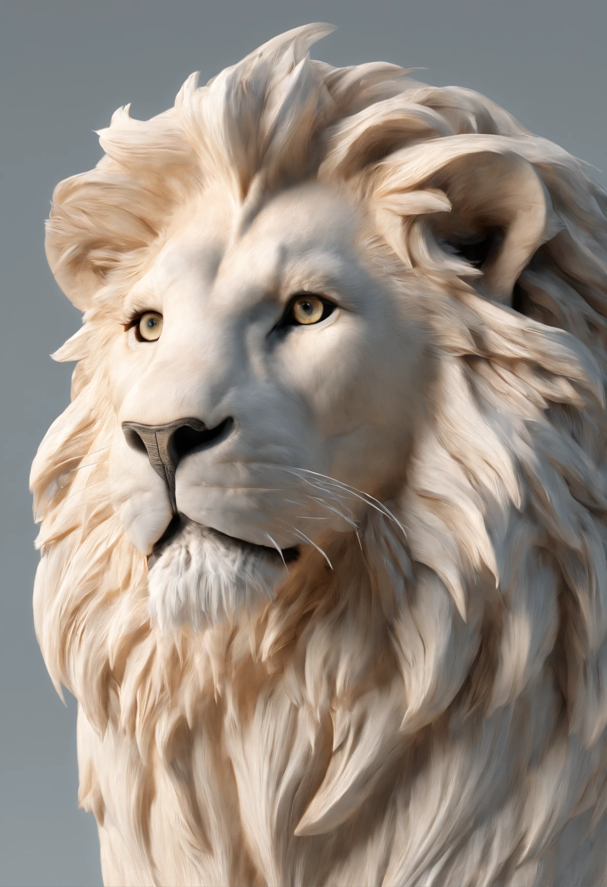 Lion blanc dirige vers un mantagne blanche attraper par des haines