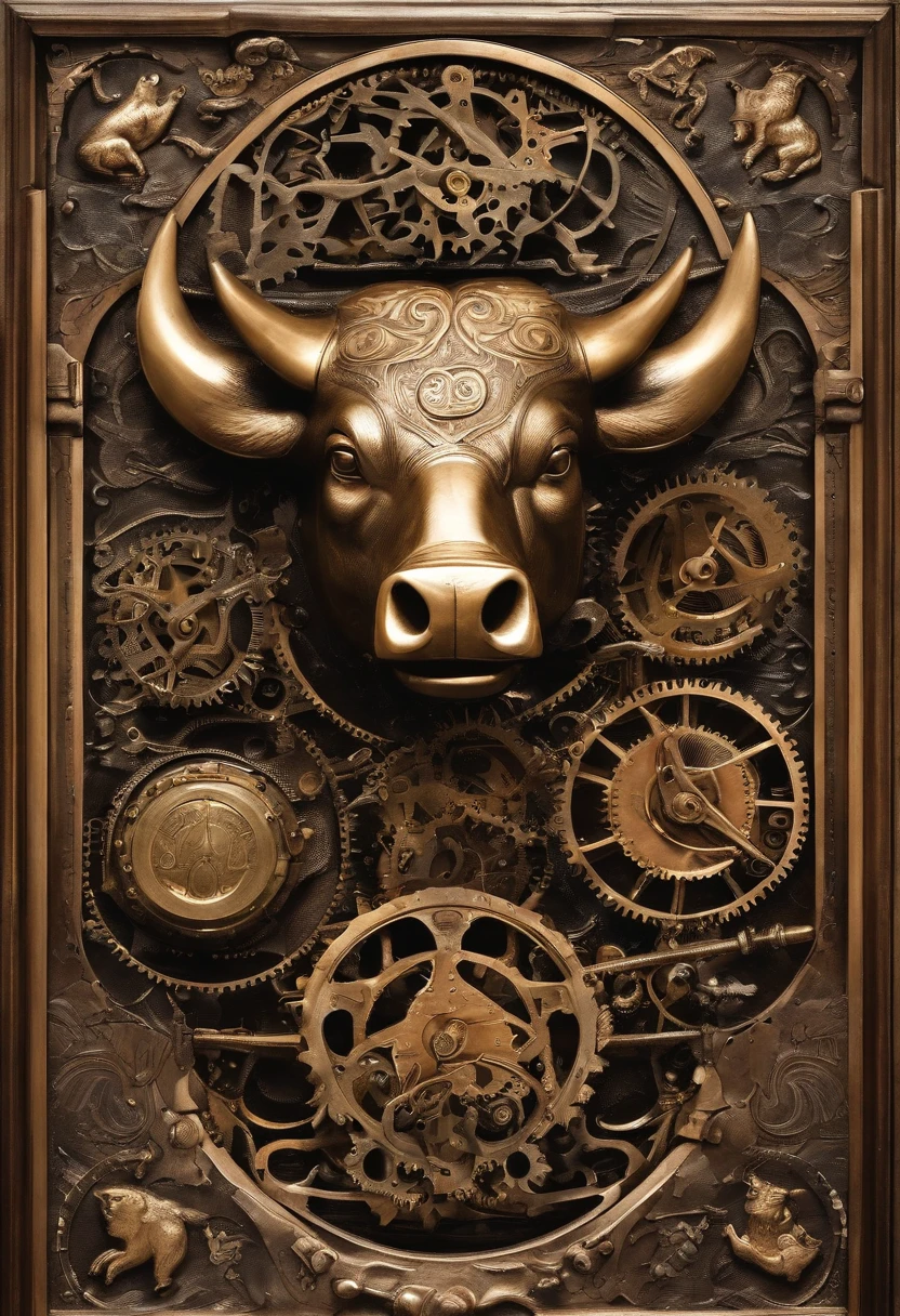 Bull and bear trading stocks on the stock exchange