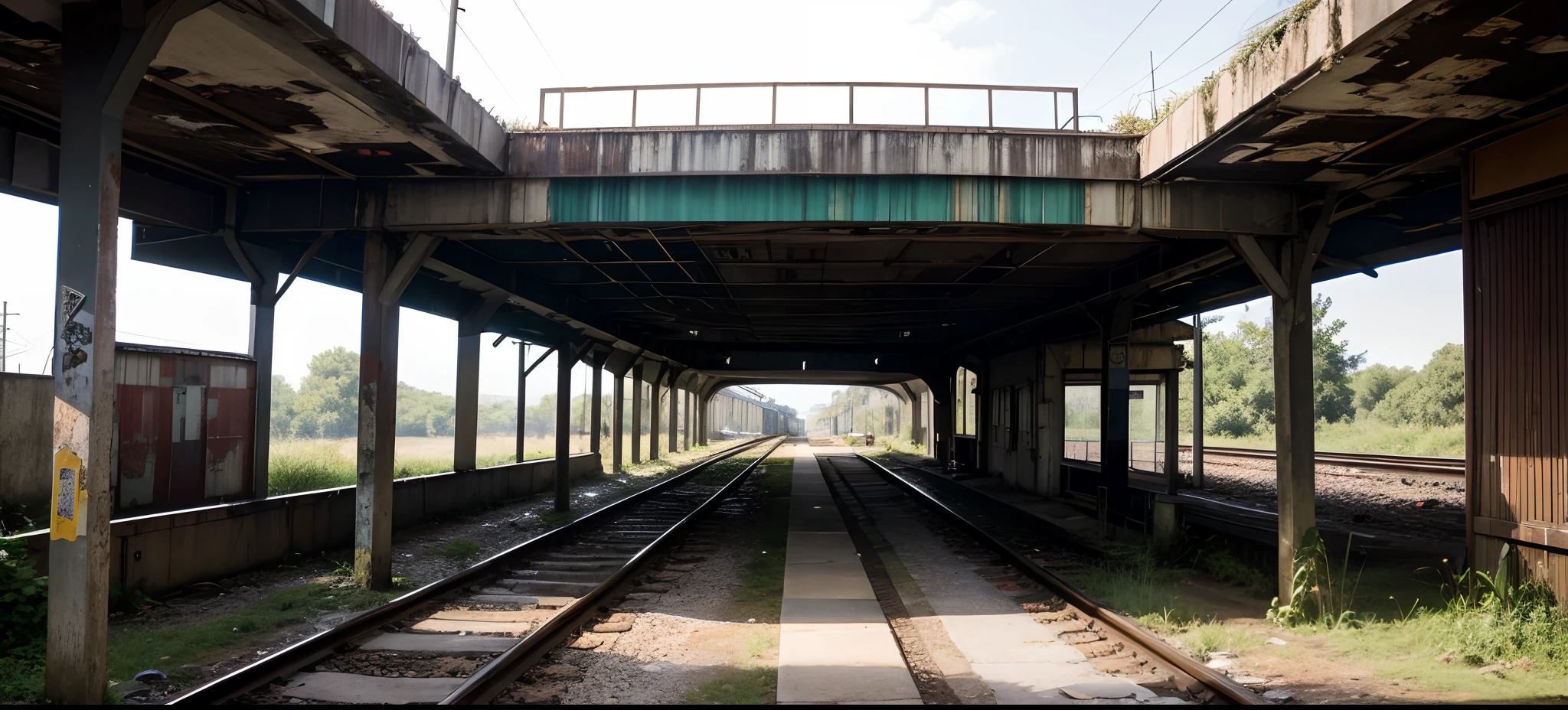 Horror dilapidated abandoned train platforms