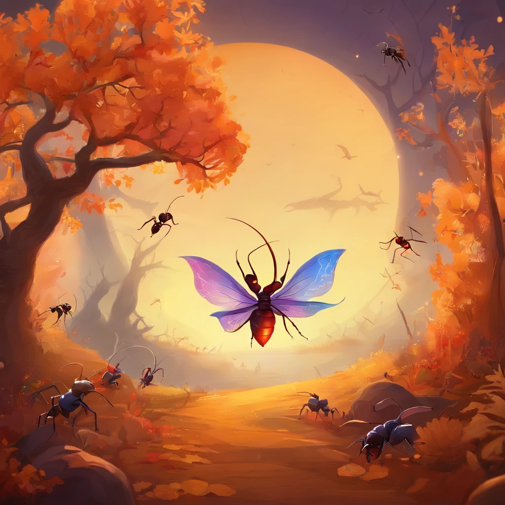 Halloween ants，Center composition，（tmasterpiece，Best quality：1.2），the best lights，The best shadow，Render the background, stylized 3d render