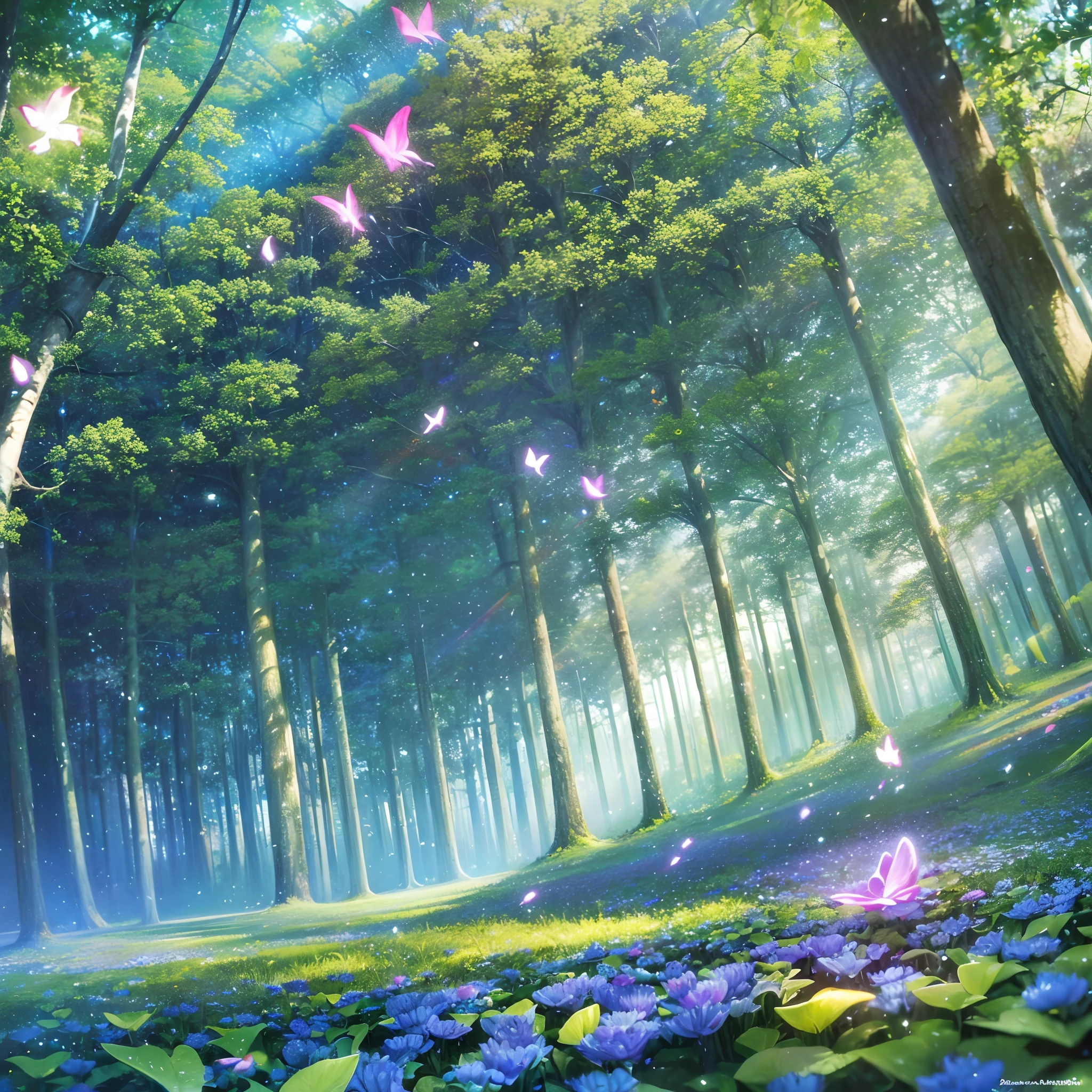 best quality, highres, ultra-detailed, abstract style, forest, moonlit rays, glowing mushrooms, vibrant colors, ethereal atmosphere, magical, surreal, dreamlike, butterflies, whimsical, mysterious, peaceful, tranquility, enchanting, surrealistic, fantasy, contrasting textures, soft focus, captivating, otherworldly, ambient lighting, surreal landscapes
