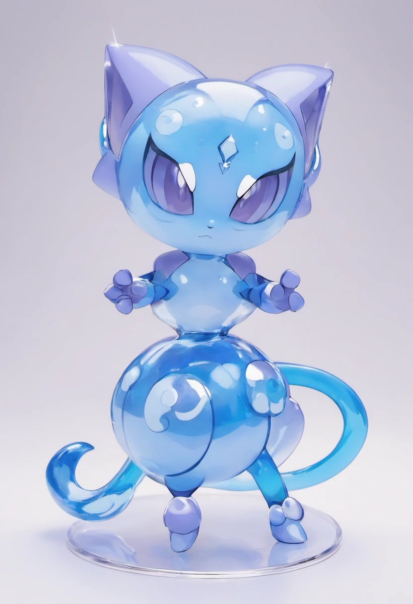Changeling Mewtwo, sky-blue armor, round blue faceplate that shimmers like water, masterpiece, best quality