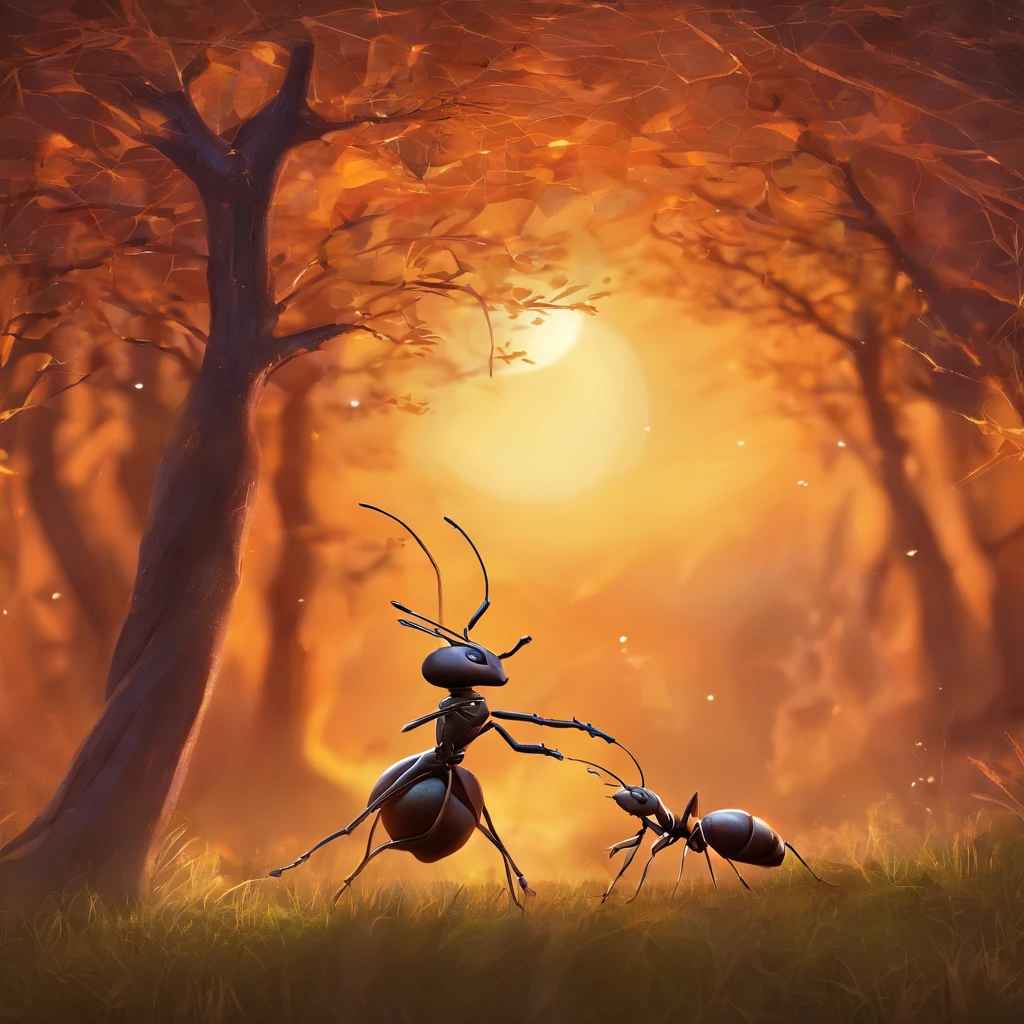 An ant,Profile,in a halloween style,Center composition,(tmasterpiece,Best quality:1.2),the best lights,The best shadow,Render the background, stylized 3d render