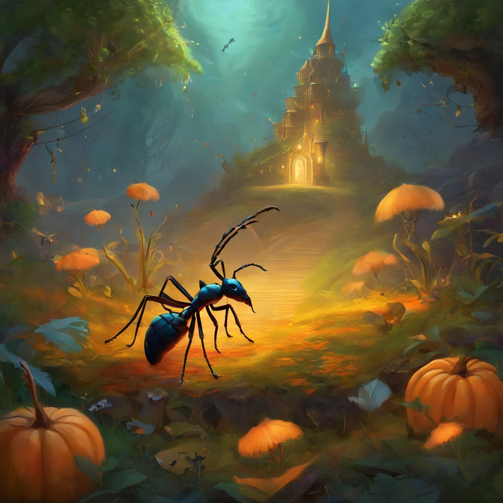 An ant,Profile,in a halloween style,Center composition,(tmasterpiece,Best quality:1.2),the best lights,The best shadow,Render the background, stylized 3d render
