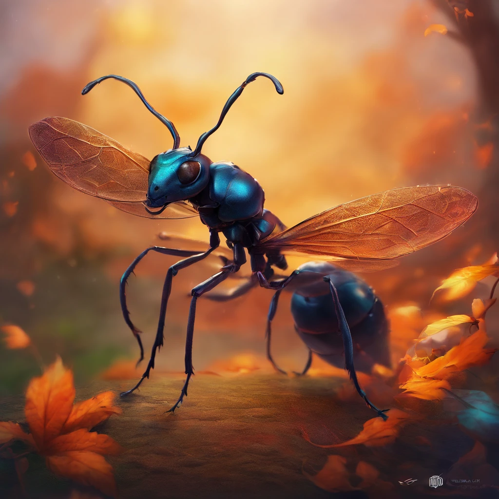 An ant,Profile,in a halloween style,Center composition,(tmasterpiece,Best quality:1.2),the best lights,The best shadow,Render the background, stylized 3d render