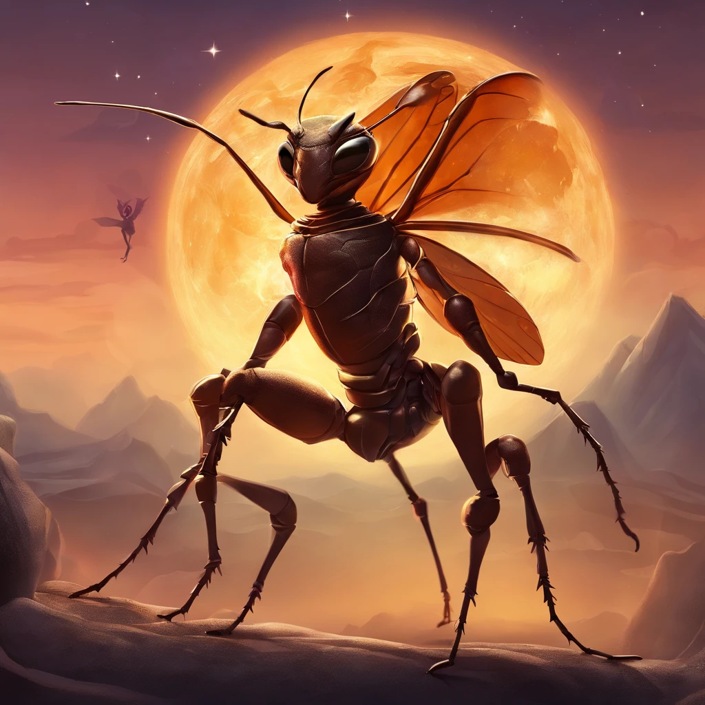 An ant，Profile，in a halloween style，Center composition，（tmasterpiece，Best quality：1.2），the best lights，The best shadow，Render the background, stylized 3d render