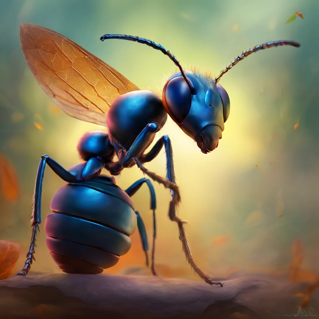 An ant,Profile,in a halloween style,Center composition,(tmasterpiece,Best quality:1.2),the best lights,The best shadow,Render the background, stylized 3d render