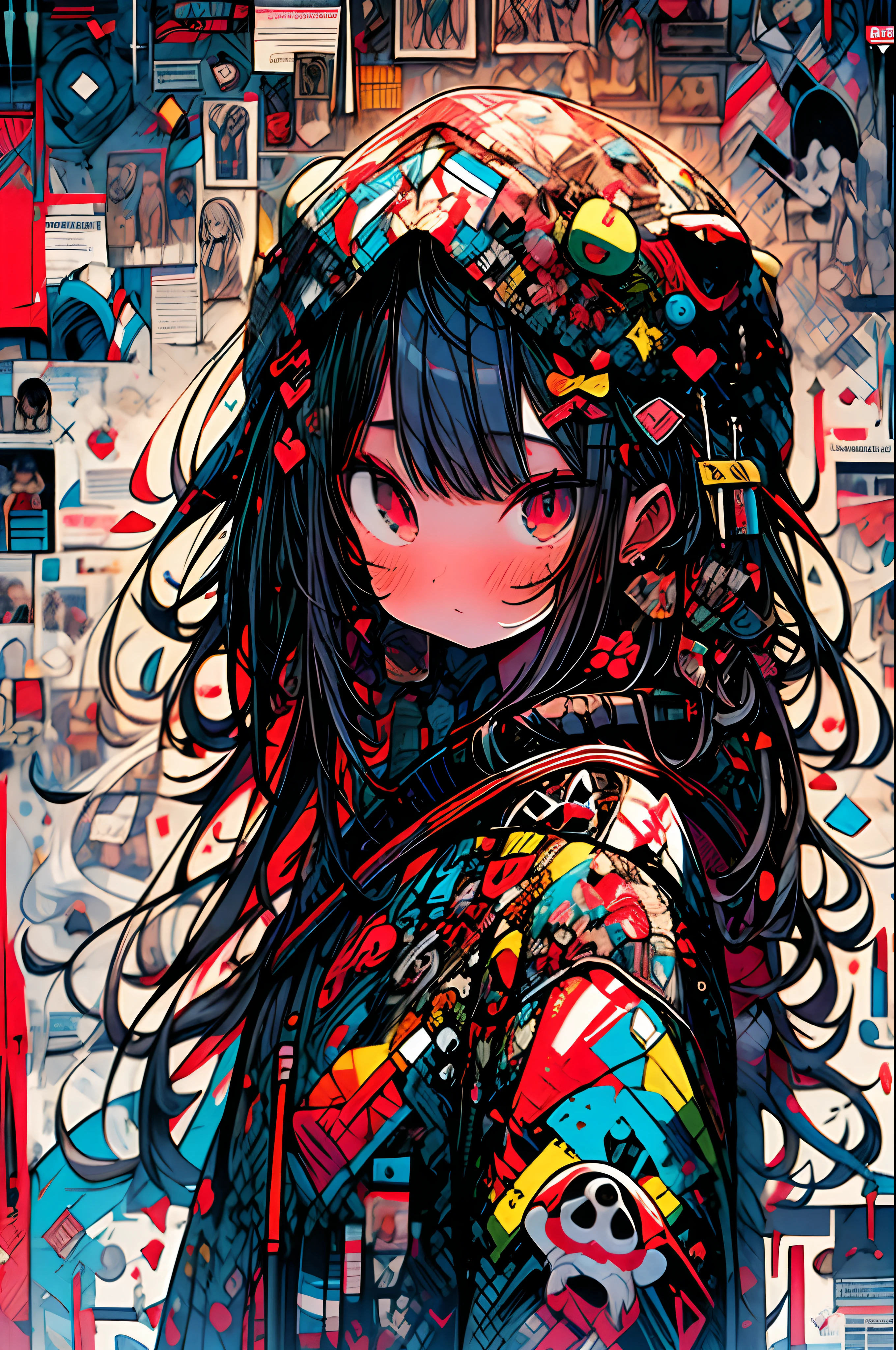 red sky,long hair,gustav klimt,religious art,death,hell ,blood,wearing a very short and very hot lace underclothes,taoutfit,anime style,realism,3D,8k,Unreal Engine,2girl,yuri,graffiti art,text logo,high contrast,flat illustrations,minimalist,full body,chibi, girl,cute girl ,cute face ,beautiful eyes,cute,kawaii, --no adult::3 --niji 5 --style expressive --s 400