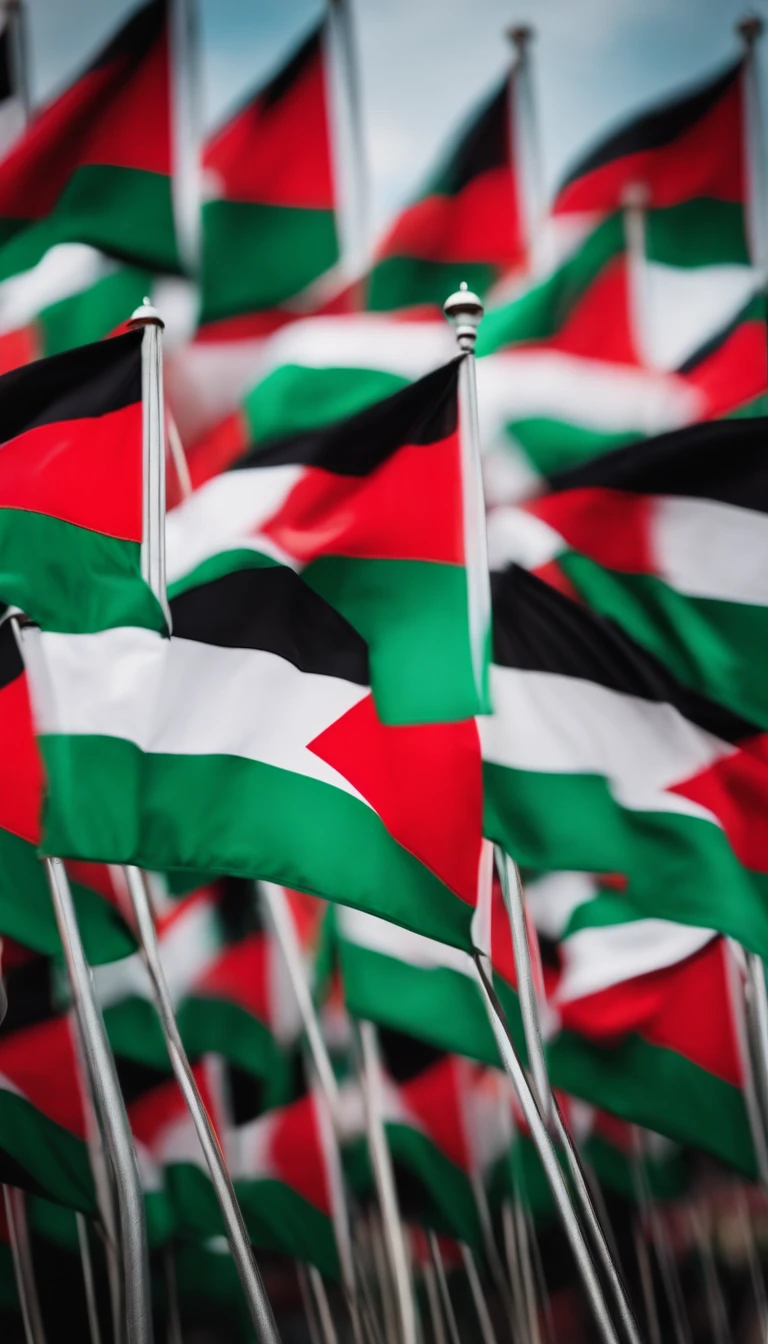 Protester holding a Palestine flag in their hand, they're against the ongoing war and crisis in Gaza, close up, animated, flat color,