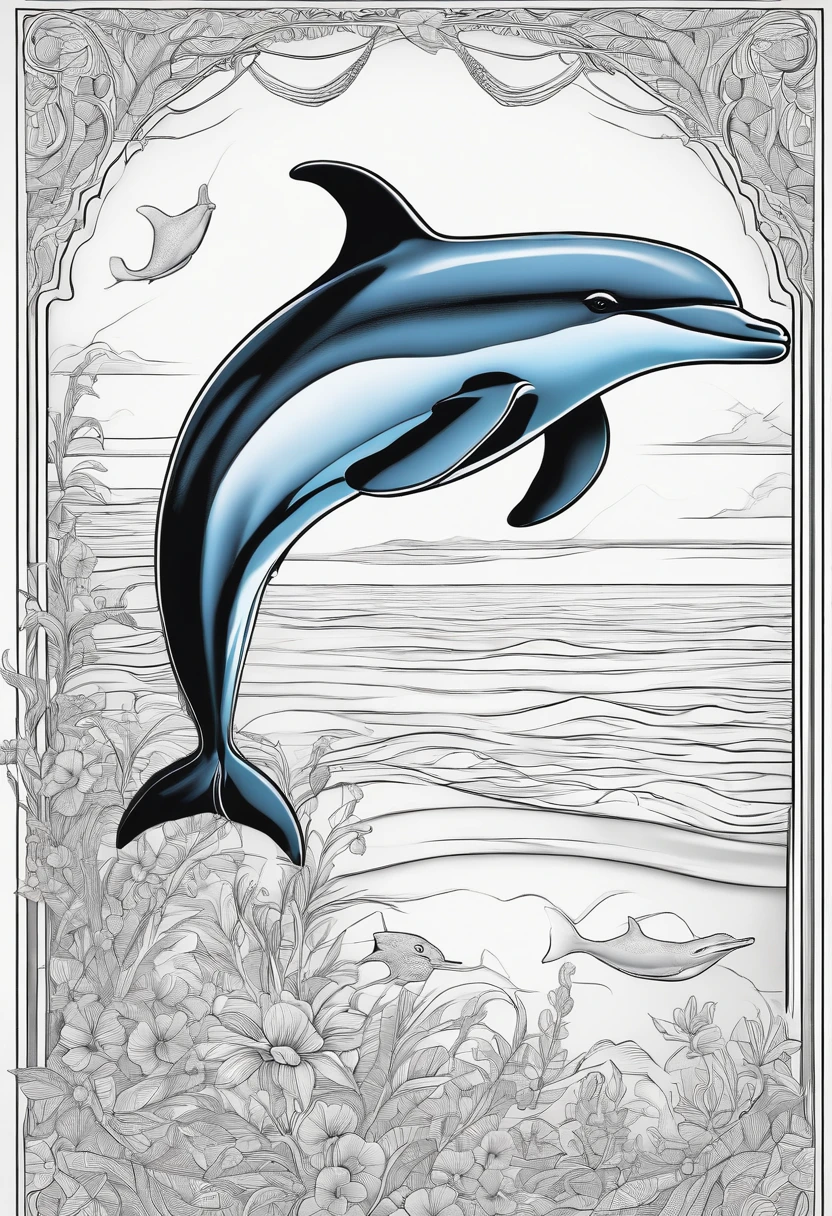 A dolphin, coloring page, no background