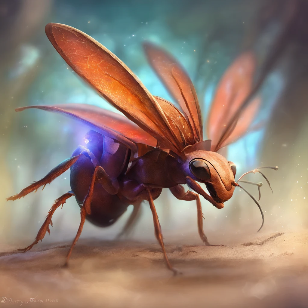 An ant,Profile,in a halloween style,Center composition,(tmasterpiece,Best quality:1.2),the best lights,The best shadow,Render the background, stylized 3d render