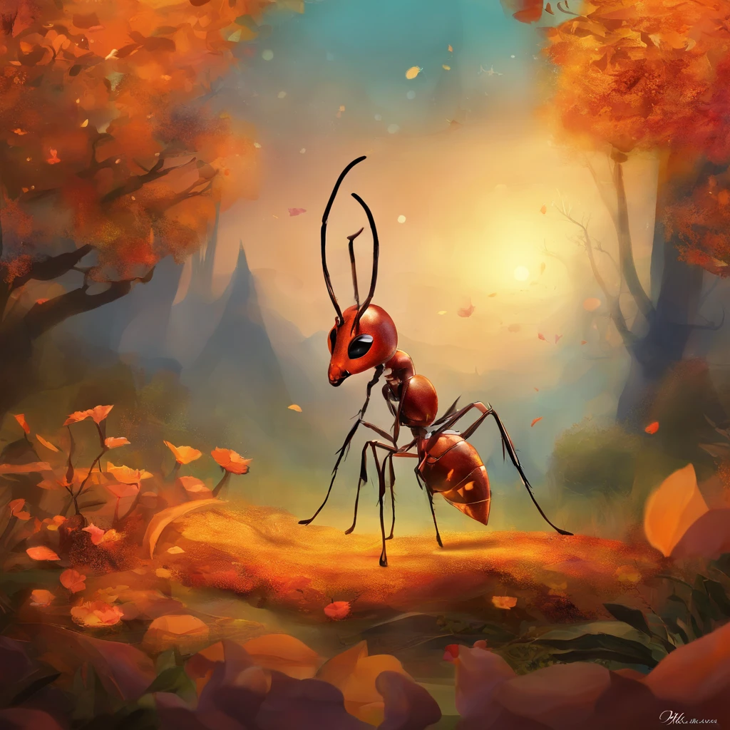 An ant，Profile，in a halloween style，Center composition，（tmasterpiece，Best quality：1.2），the best lights，The best shadow，Render the background, stylized 3d render
