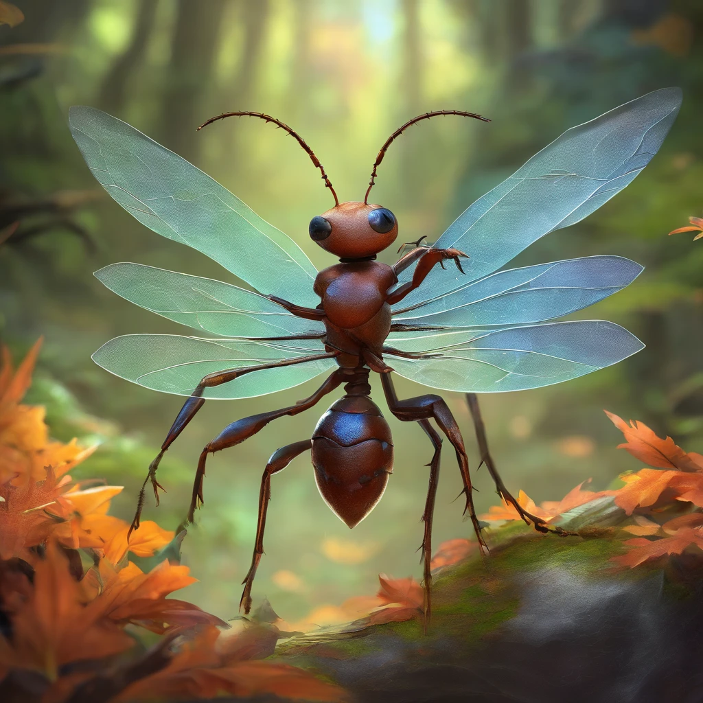 An ant,Profile,in a halloween style,Center composition,(tmasterpiece,Best quality:1.2),the best lights,The best shadow,Render the background, stylized 3d render