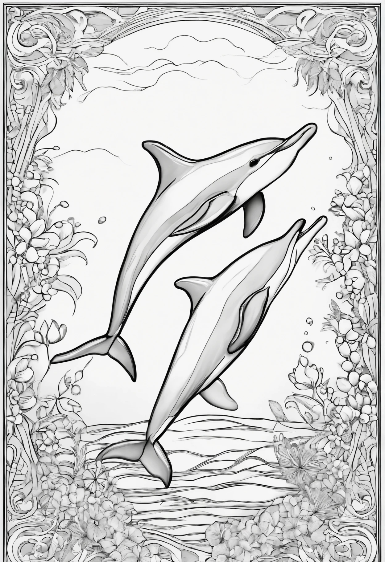 A dolphin, coloring page, blank, no detail