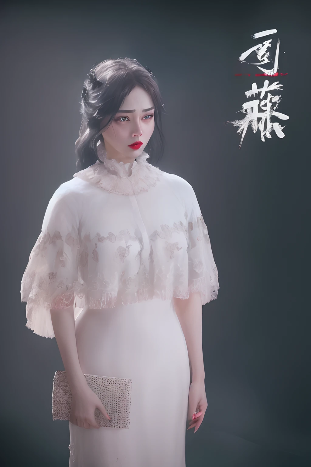 Live-action effect，realisticlying，The beauty of melancholy，Real skin，The eyes are beautiful，The lips are slightly thicker，Redlip